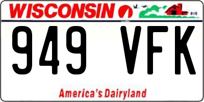WI license plate 949VFK
