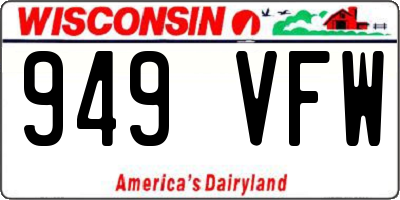 WI license plate 949VFW