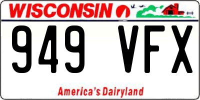 WI license plate 949VFX