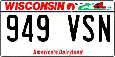 WI license plate 949VSN