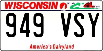 WI license plate 949VSY
