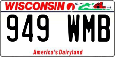 WI license plate 949WMB