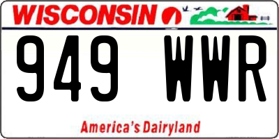 WI license plate 949WWR