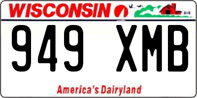 WI license plate 949XMB