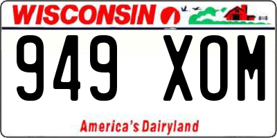 WI license plate 949XOM