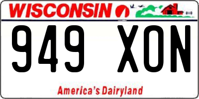 WI license plate 949XON