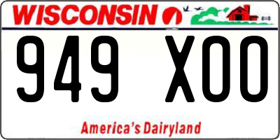 WI license plate 949XOO