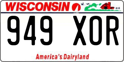WI license plate 949XOR