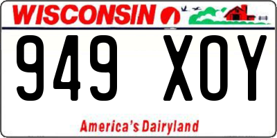 WI license plate 949XOY