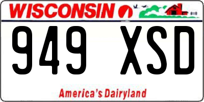 WI license plate 949XSD