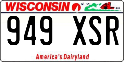 WI license plate 949XSR