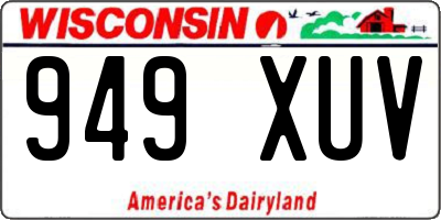 WI license plate 949XUV