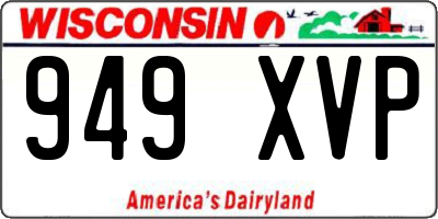 WI license plate 949XVP