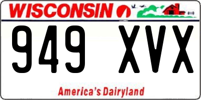 WI license plate 949XVX