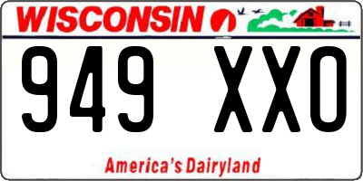 WI license plate 949XXO