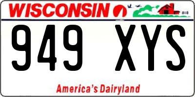 WI license plate 949XYS