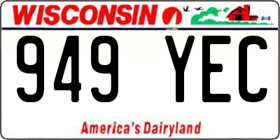 WI license plate 949YEC