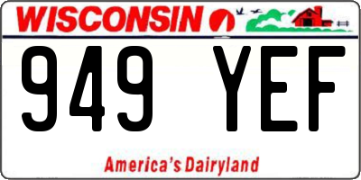 WI license plate 949YEF