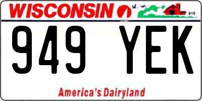 WI license plate 949YEK