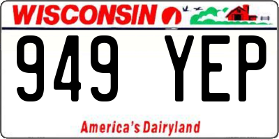 WI license plate 949YEP