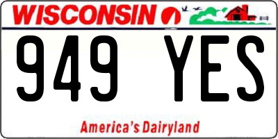 WI license plate 949YES
