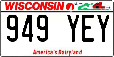 WI license plate 949YEY