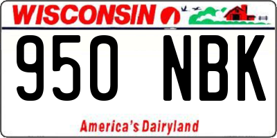 WI license plate 950NBK