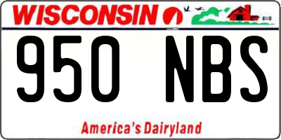 WI license plate 950NBS