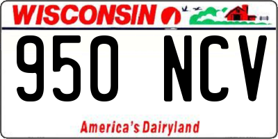 WI license plate 950NCV