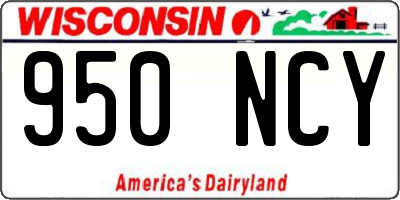 WI license plate 950NCY