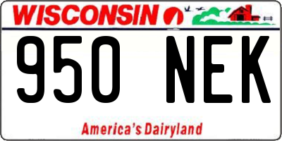 WI license plate 950NEK