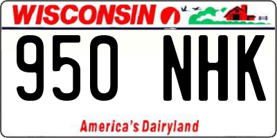 WI license plate 950NHK