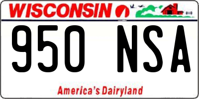 WI license plate 950NSA