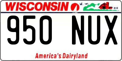 WI license plate 950NUX