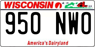 WI license plate 950NWO