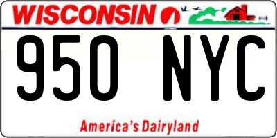 WI license plate 950NYC