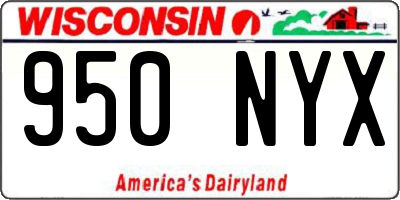 WI license plate 950NYX