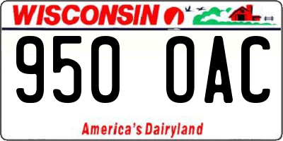 WI license plate 950OAC