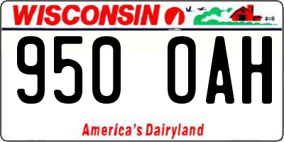WI license plate 950OAH