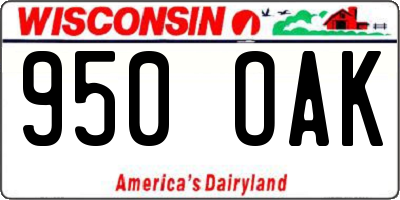 WI license plate 950OAK