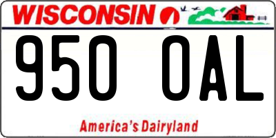 WI license plate 950OAL