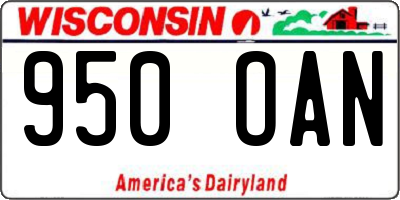 WI license plate 950OAN