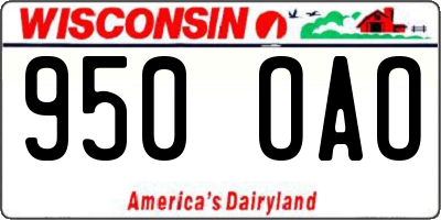 WI license plate 950OAO