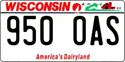 WI license plate 950OAS