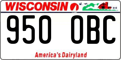 WI license plate 950OBC