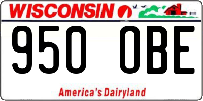 WI license plate 950OBE