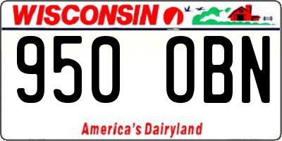 WI license plate 950OBN