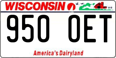 WI license plate 950OET