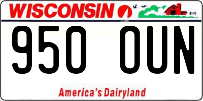 WI license plate 950OUN