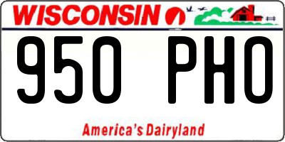 WI license plate 950PHO